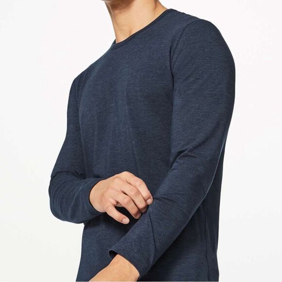 Lululemon 5Year Basic Long Sleeve Pima Cotton Stretch Navy Basic Essential Men L - Picture 6 of 6
